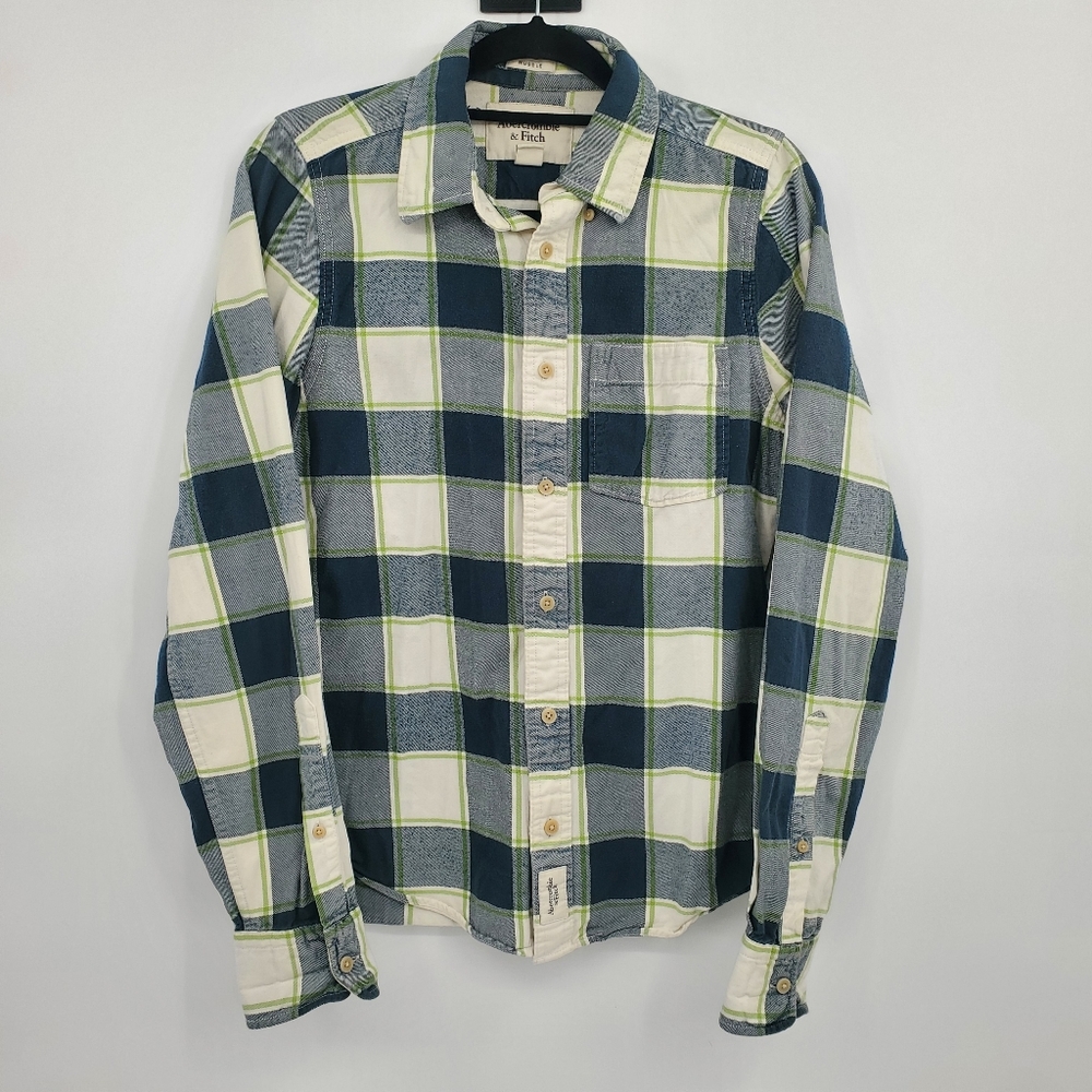 ♤♤ Abercrombie and Fitch Muscle Plaid Long-sleeve Button Up Shirt Size Small